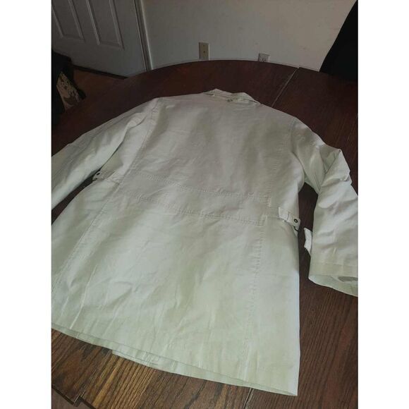 Medium Jones New York Tan Khaki Trench Coat Jacket Adjustable Sides - Picture 4 of 4